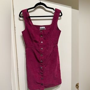 Urban Outfitters M Magenta Corduroy Button Down Tank Dress